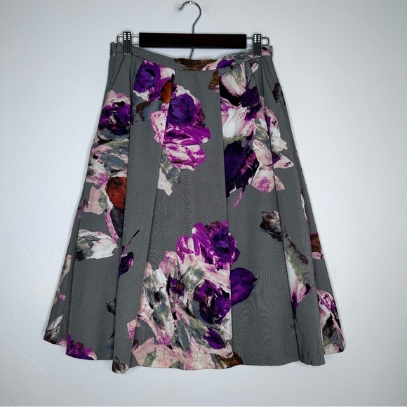 Trina Turk Full Midi Skirt Moody Floral Size 4 Fall Autumn Cocktail Party - Picture 2 of 14